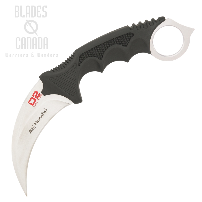 Honshu Silver Karambit Fixed Blade Knife, D2 Steel, Shoulder Harness, UC2977D2